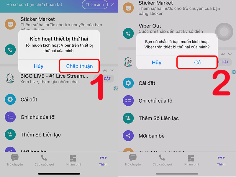 Xác nhận đăng nhập Viber trên máy tính