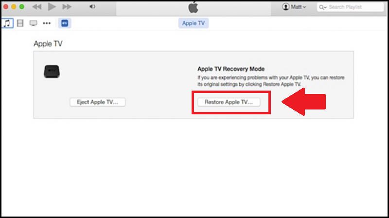 Chọn Restore Apple TV