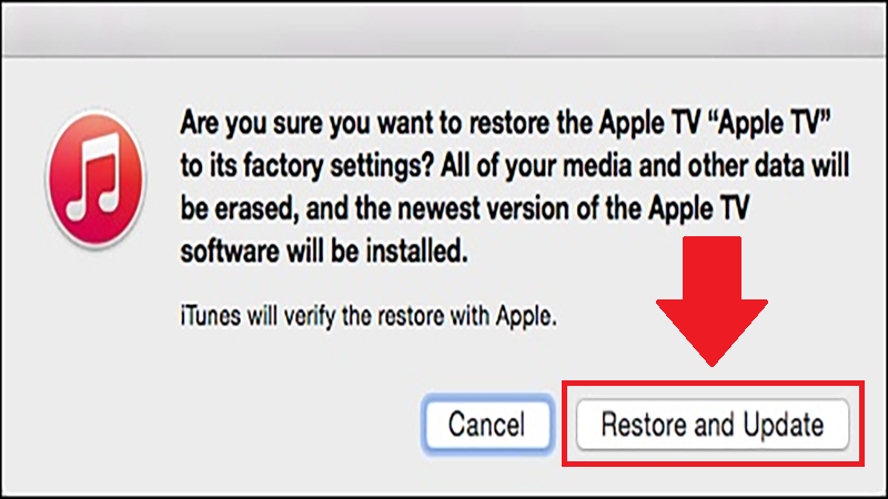 Chọn Restore and Update
