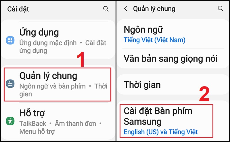 Mở C&agrave;i đặt B&agrave;n ph&iacute;m Samsung
