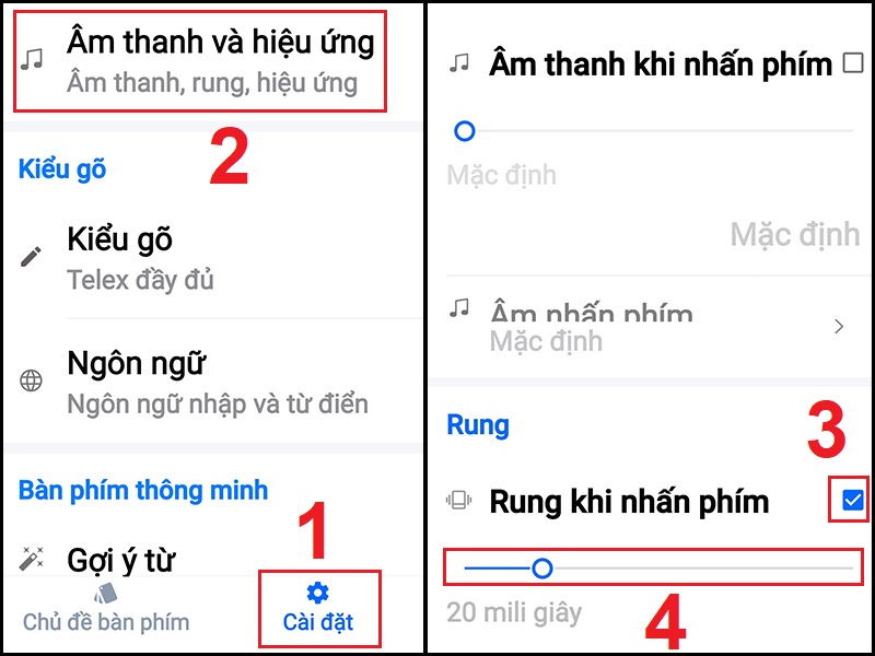 C&agrave;i đặt rung khi chạm tr&ecirc;n b&agrave;n ph&iacute;m Laban Key