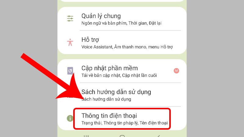 Chọn mục Thông tin điện thoại