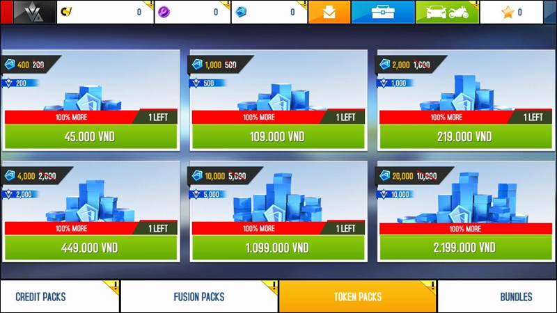 Các gói Token trong game
