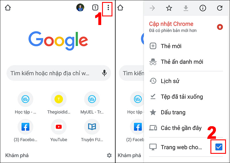 Tại Chrome bạn vào 1 trang web bất kỳ