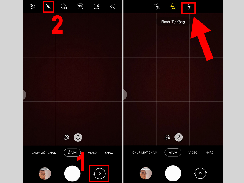 Bật đèn flash cho camera sau điện thoại Samsung