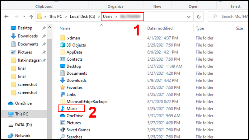 V&agrave;o thư mục Music để x&oacute;a iTunes