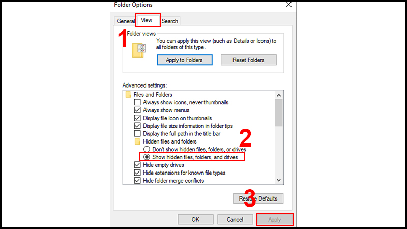 L&agrave;m hiển thị những tập tin bị ẩn