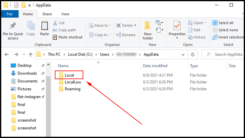 Truy cập Local v&agrave; x&oacute;a 2 thư mục