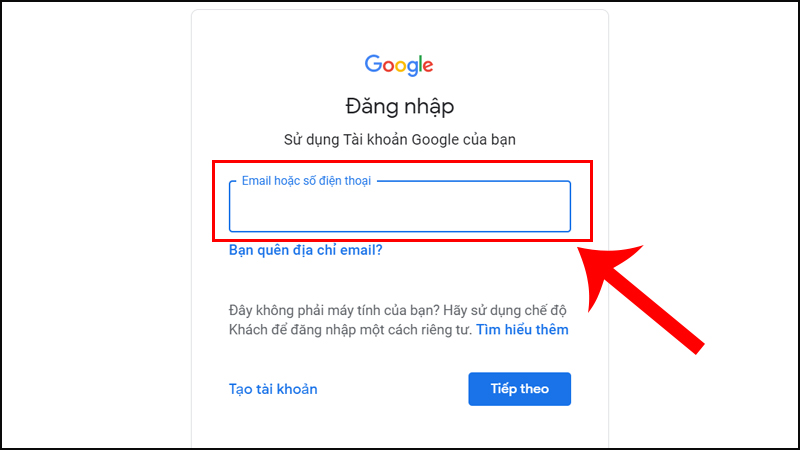 Truy cập vào Gmail