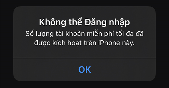 Xử lý lỗi số lượng tài khoản miễn phí tối đa đã kích hoạt trên iPhone