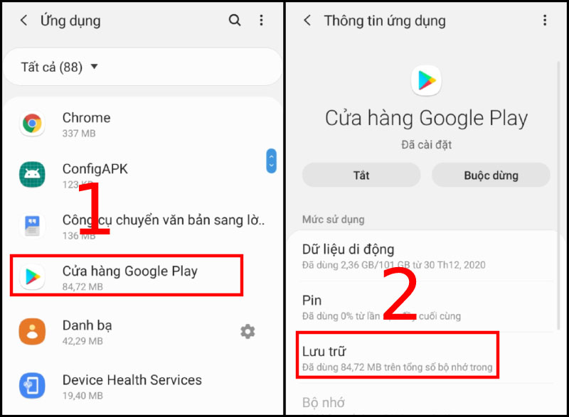 Chọn mục Lưu trữ trong Cửa hàng Google Play