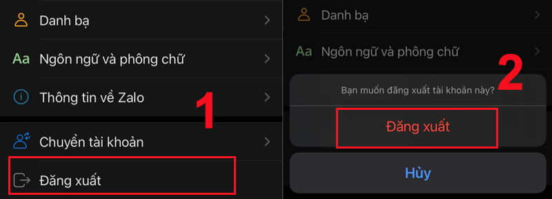 Chọn Đăng xuất và nhấn Đăng xuất một lần nữa để xác nhận.
