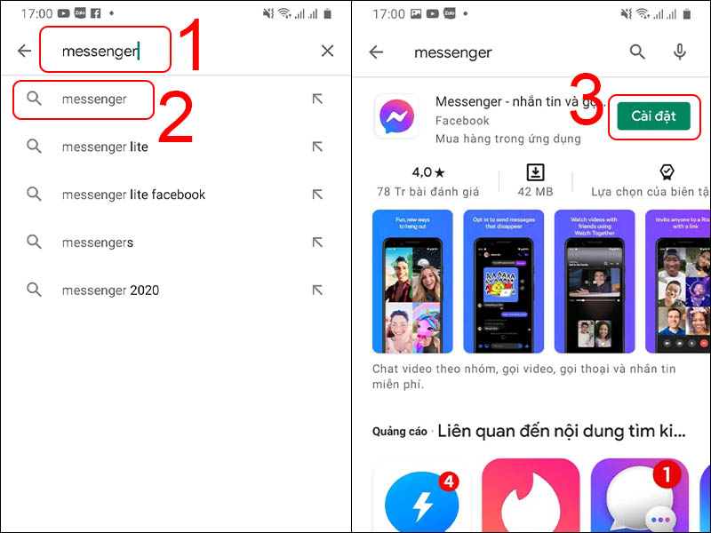 Cài đặt Messenger trên Android