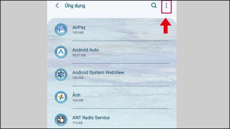 Chọn Ứng dụng trong phần Cài đặt trên điện thoại của bạn
