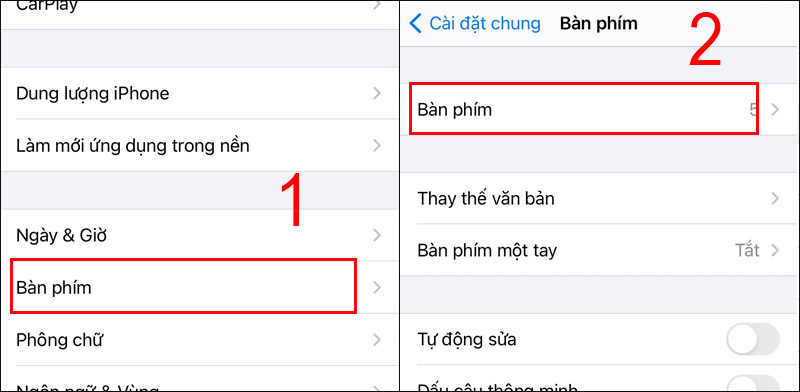 Chọn Bàn phím hai lần