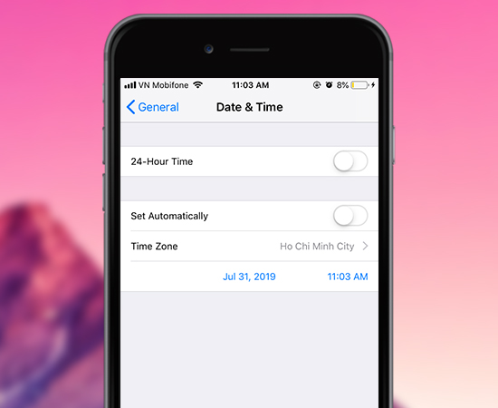 15. Tắt tính năng Tự động cập nhật thời gian.