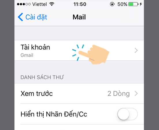 sau đó vào Tài khoản