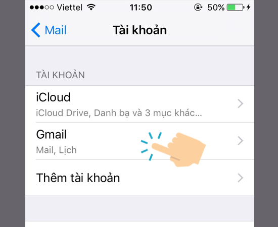 chọn vào Gmail