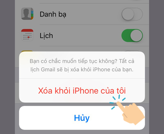 chọn vào Xóa khỏi iPhone của tôi để xác nhận