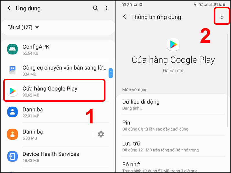 Chọn vào Cửa hàng Google Play