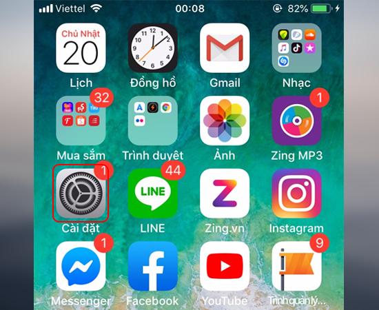 Bước 1: Đầu tiên bạn vào Cài đặt.