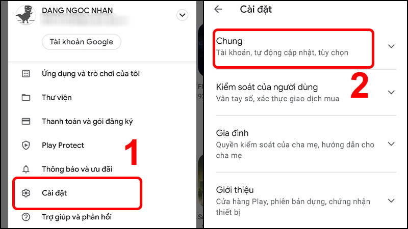 Chọn C&agrave;i đặt v&agrave; nhấn v&agrave;o mục Chung