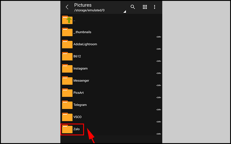 Tìm thư mục Zalo