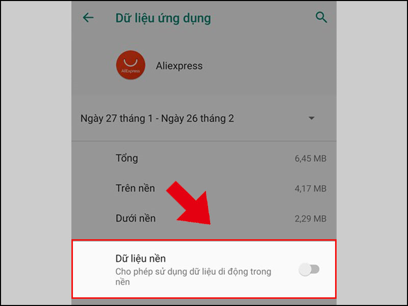 Tắt Dữ liệu nền của ứng dụng không cần thiết 