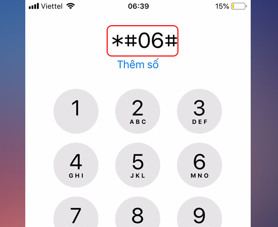 Hoặc đơn giản hơn bạn hãy mở trình gọi điện và nhập *#06# nhấn gọi để nhận được IMEI iPhone.