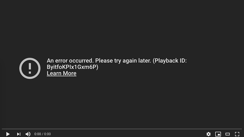 Thỉnh thoảng, máy chủ của YouTube cũng xảy ra lỗi và ảnh hưởng đến việc xem video của người dùng