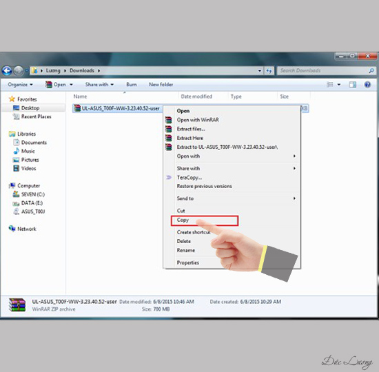 Click chuột phải chọn Copy bản rom