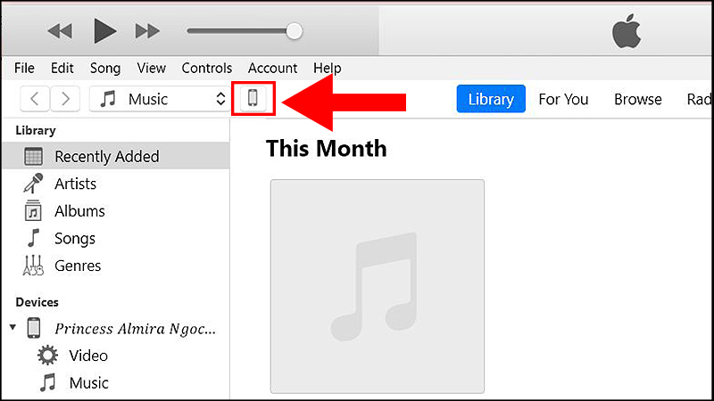 Vào biểu tượng Điện thoại trên iTunes để xem thông tin về thiết bị được cập nhật dữ liệu.