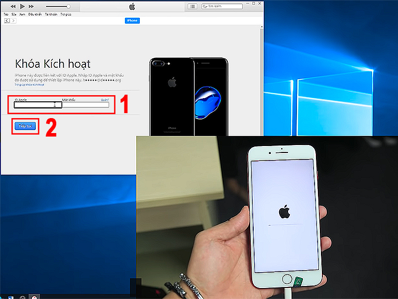 Đăng nhập tài khoản Apple ID của bạn vào và chờ iPhone chạy lại dữ liệu vừa cập nhật từ iTunes