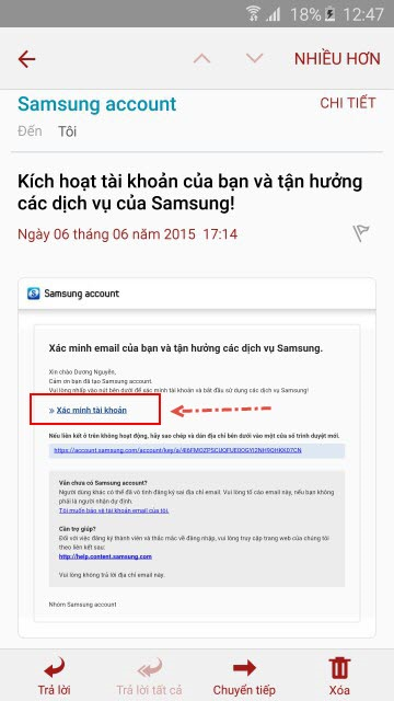 Tiếp đến bạn đăng nhập vào tài khoản thư email bạn đã đăng ký làm tài khoản Samsung
