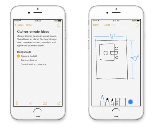 giao diện note trên iphone 6