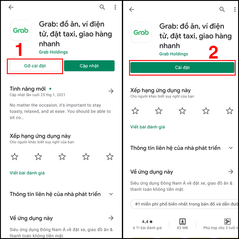Xóa và tải lại ứng dụng
