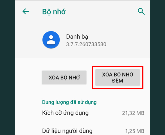Bước 5: Cuối cùng, chỉ cần XÓA BỘ NHỚ ĐỆM là xong.