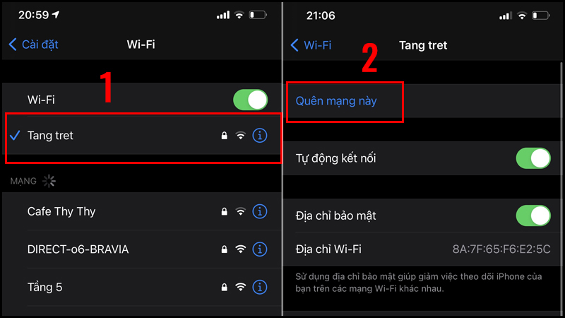 Quên mạng WiFi trên iOS