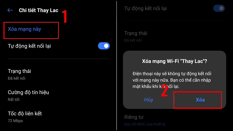 Xóa mạng WiFi trên Android