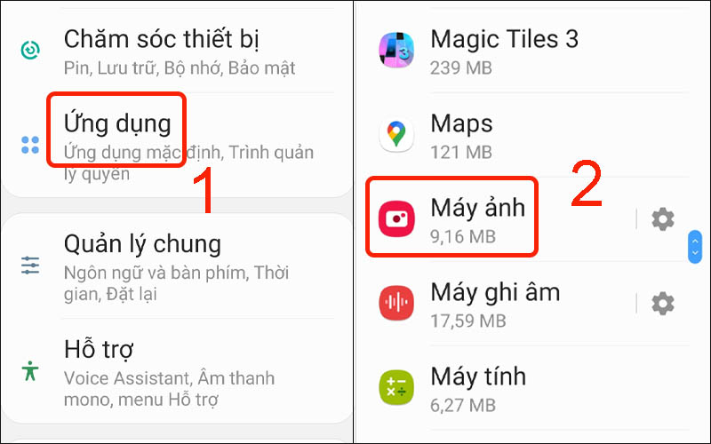 Chọn ứng dụng máy ảnh trong mục ứng dụng