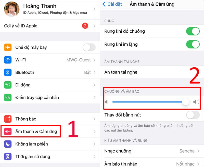 Kiểm tra âm lượng nhạc chuông trên iPhone