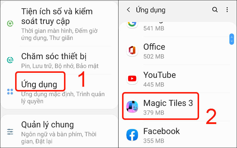 Chọn mục Ứng dụng rồi chọn ứng dụng đáng nghi ngờ