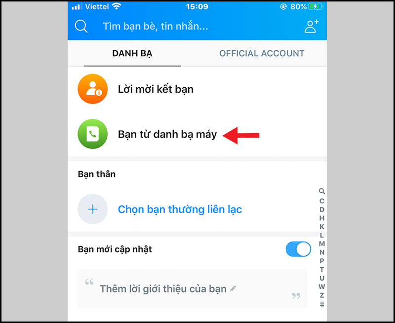 Bạn từ danh bạ máy