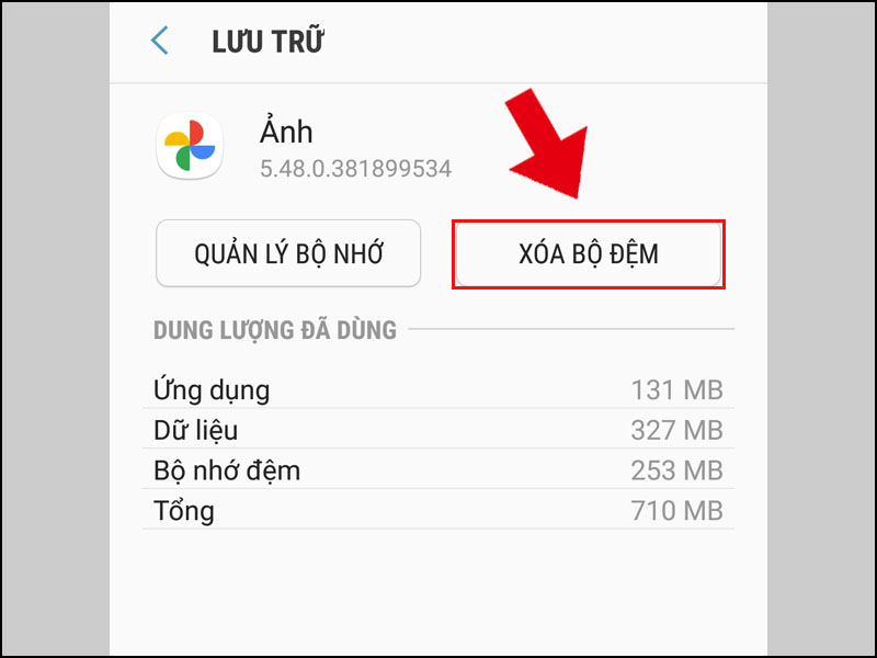 Xóa bộ đệm trên ứng dụng 