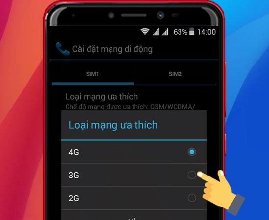 Bước 5: Chọn mạng 3G.