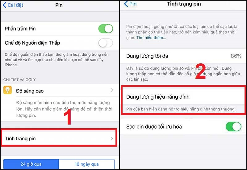 Chọn Tình trạng pin > Trong mục này, nếu bạn thấy: