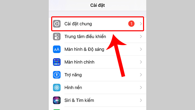 Vào Cài đặt và chọn Cài đặt chung