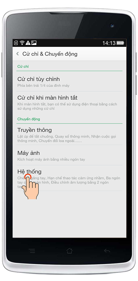 Bật Chế độ găng tay