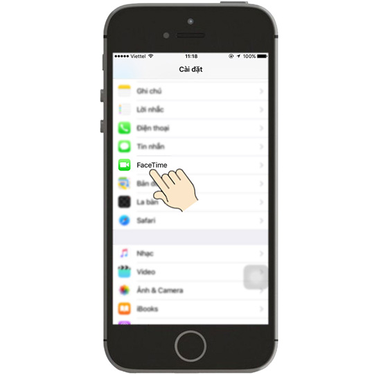 Bạn chọn vào "FaceTime".
