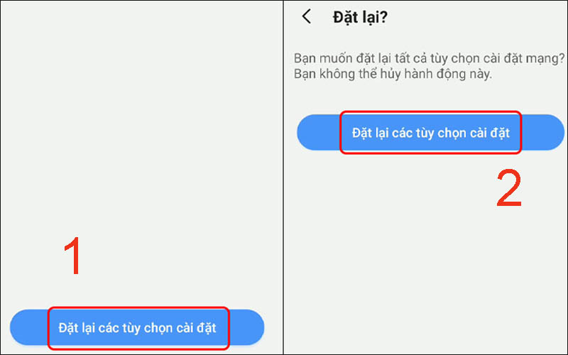 Đặt lại c&agrave;i đặt mạng tr&ecirc;n Android